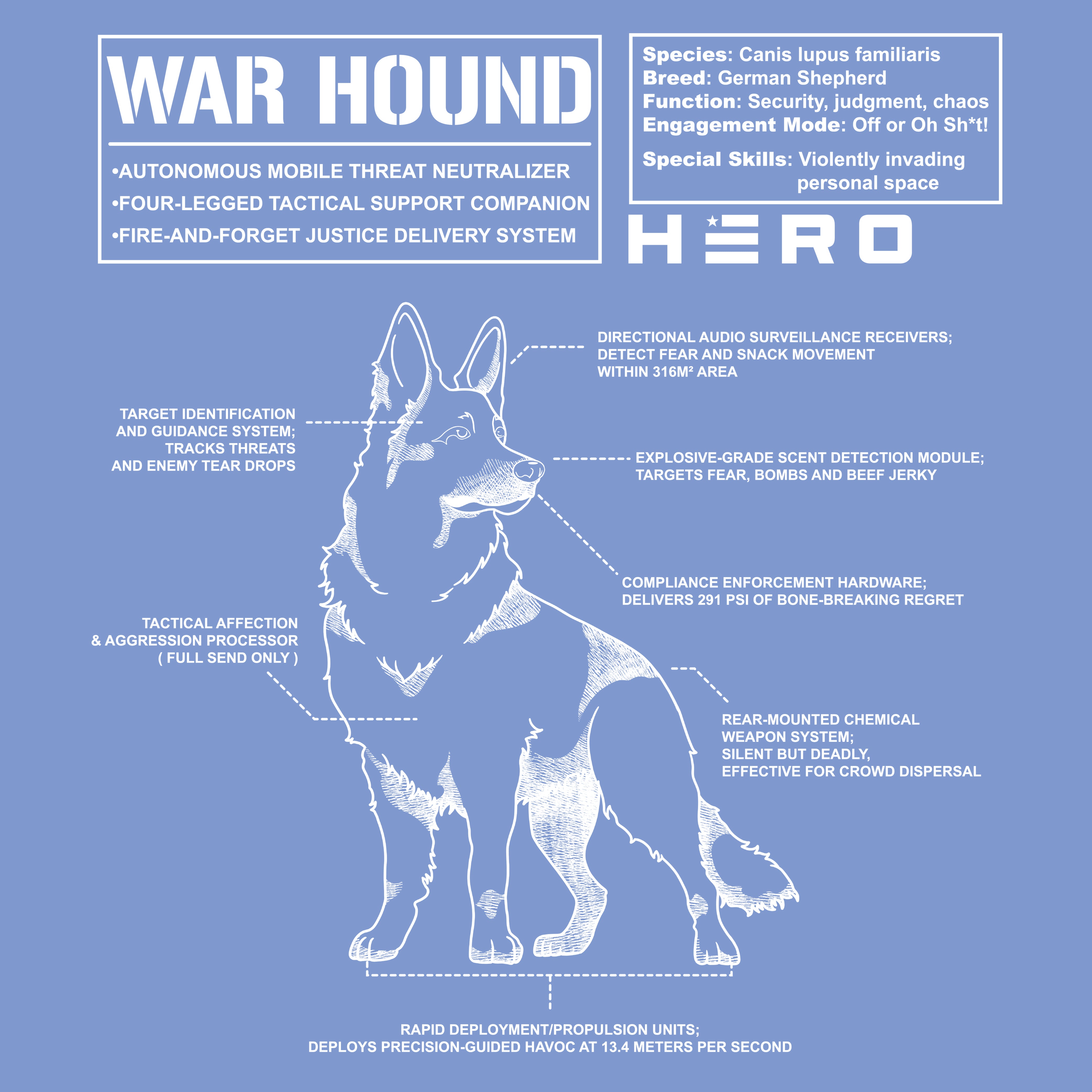 Hero Company Men's War Hound Black Tee - Helps Pair Veterans With A Service Dog or Shelter Dog