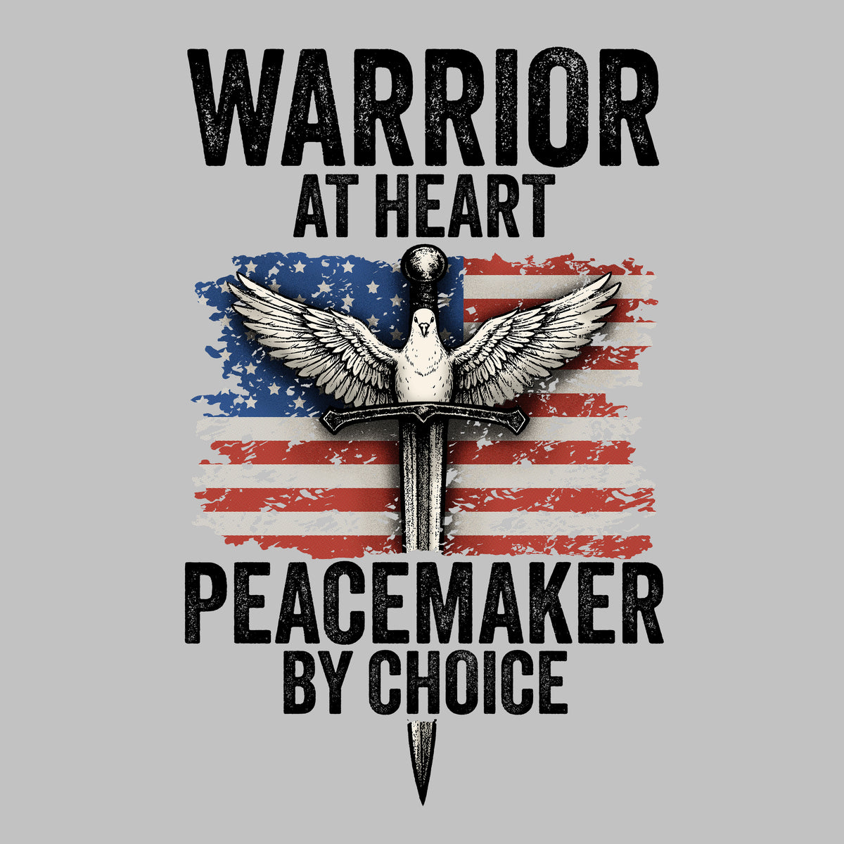 Hero Company Men's Warrior At Heart Heather Grey Tee - Helps Pair Veterans With A Service Dog or Shelter Dog