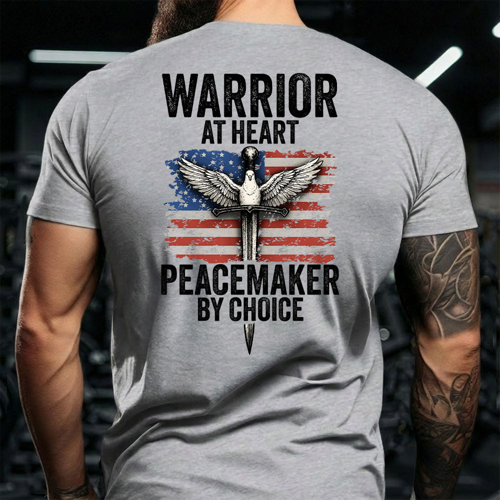 Hero Company Men's Warrior At Heart Heather Grey Tee - Helps Pair Veterans With A Service Dog or Shelter Dog