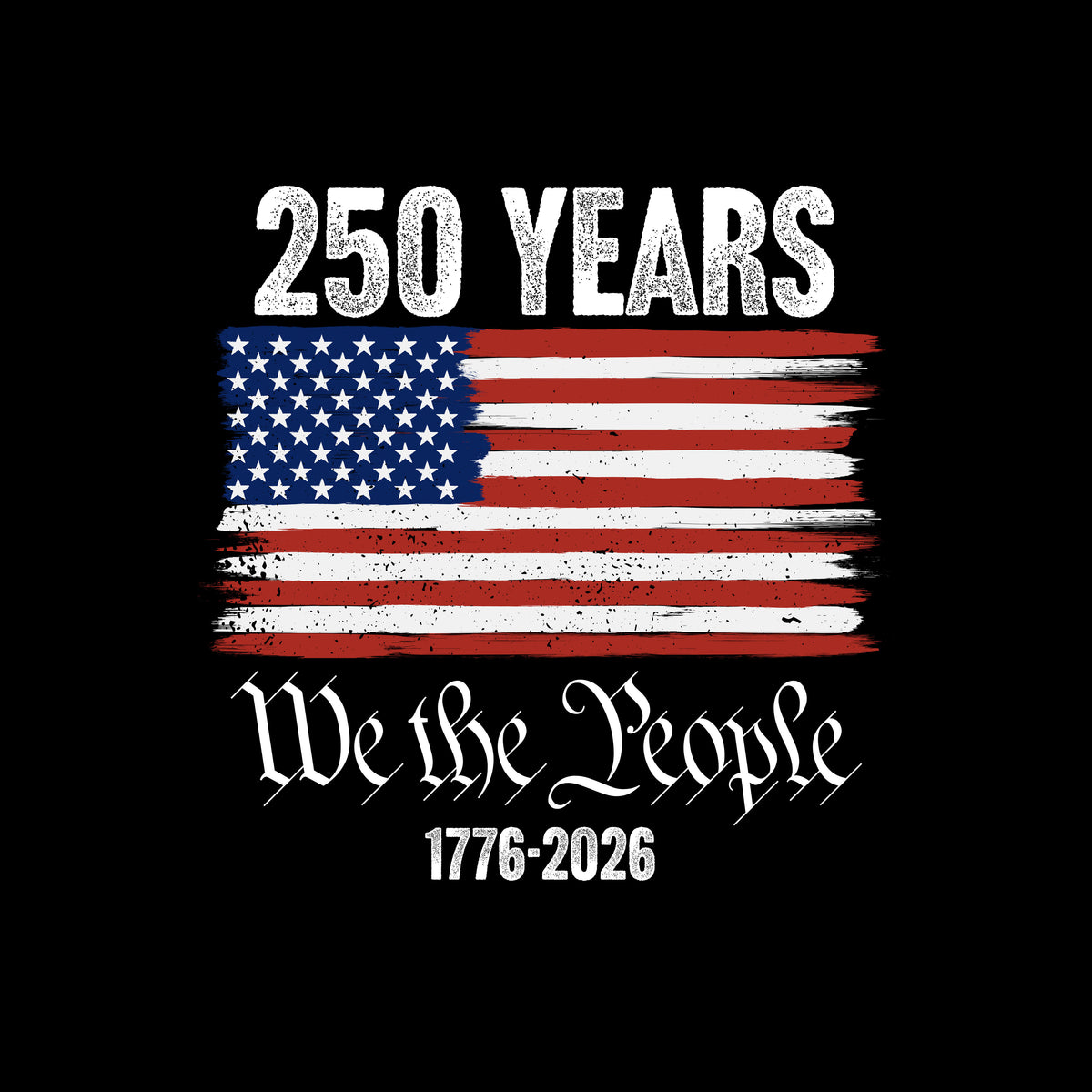 Hero Company Men's We The People 250th Anniversary Black Tee - Helps Pair Veterans With A Service Dog or Shelter Dog