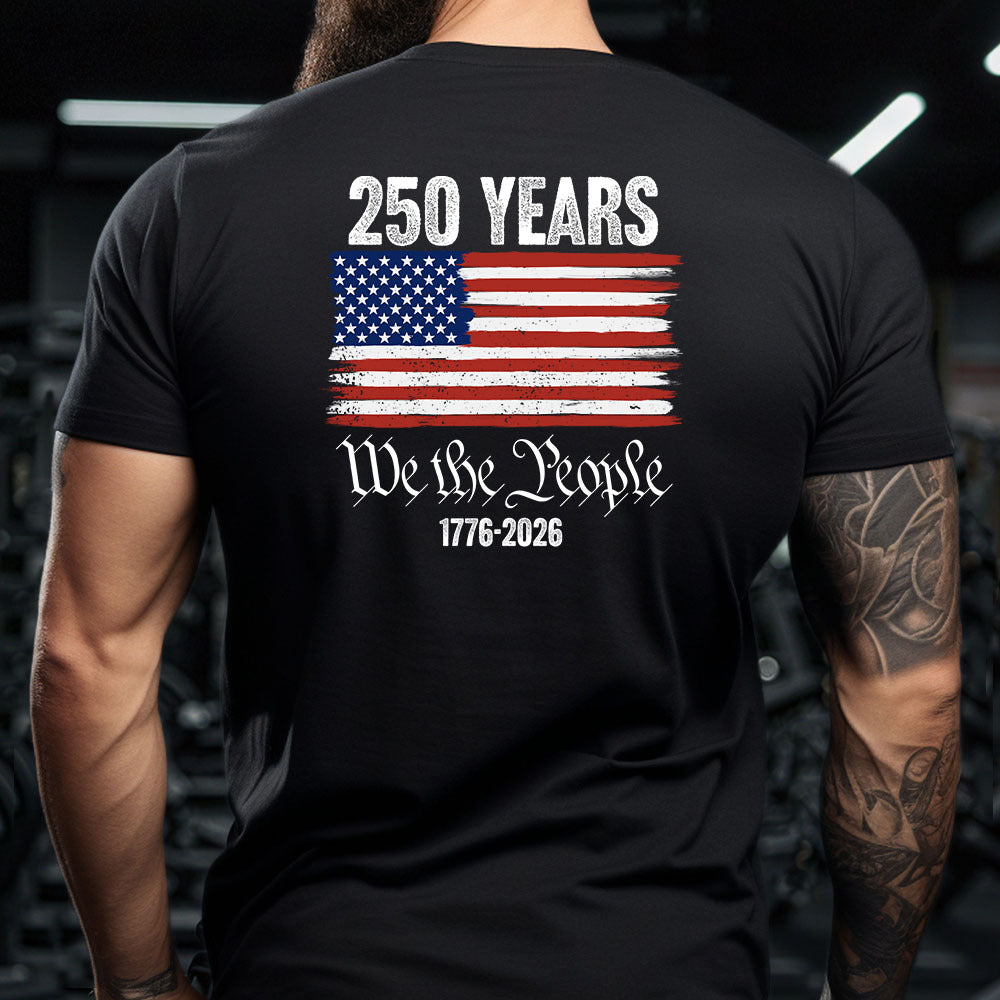 Hero Company Men's We The People 250th Anniversary Black Tee - Helps Pair Veterans With A Service Dog or Shelter Dog