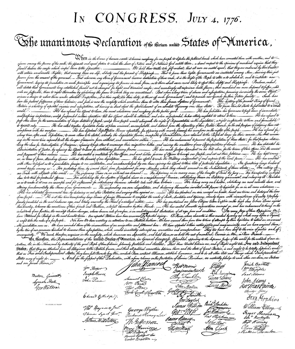 Hero Company Men's 250th Declaration Of Independence White Tee - Helps Pair Veterans With A Service Dog or Shelter Dog