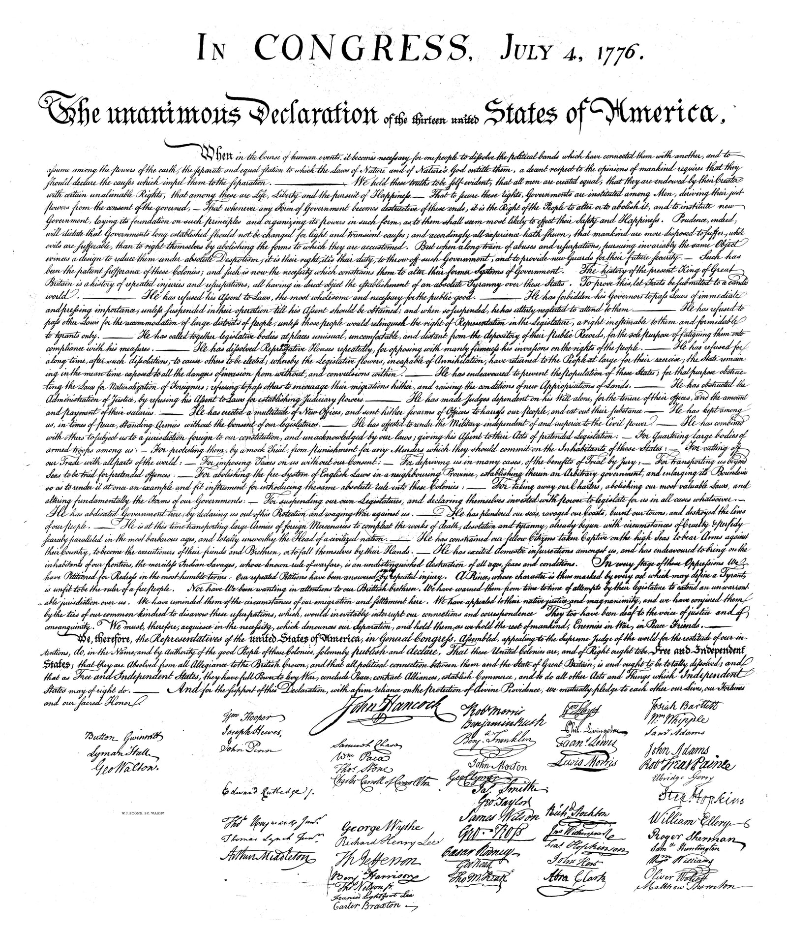 Hero Company Men's 250th Declaration Of Independence White Tee - Helps Pair Veterans With A Service Dog or Shelter Dog