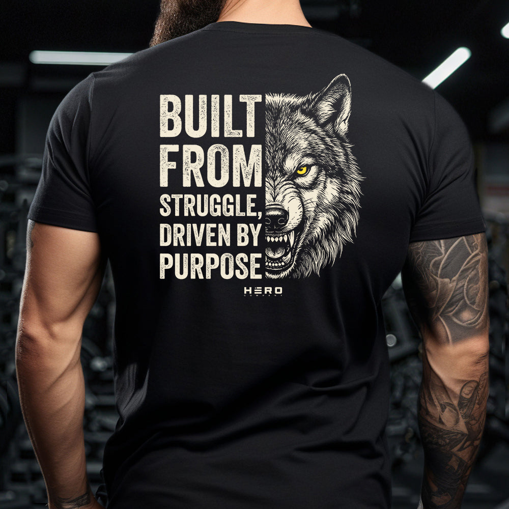 Hero Company Men's Driven By Purpose Black Tee - Helps Pair Veterans With A Service Dog or Shelter Dog