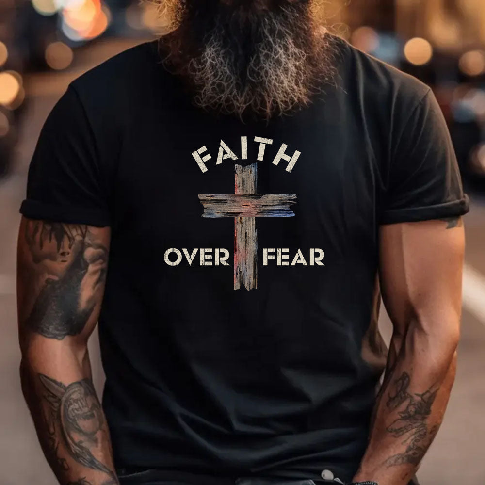 Hero Company Men's Faith Over Fear Black Tee - Helps Pair Veterans With A Service Dog or Shelter Dog