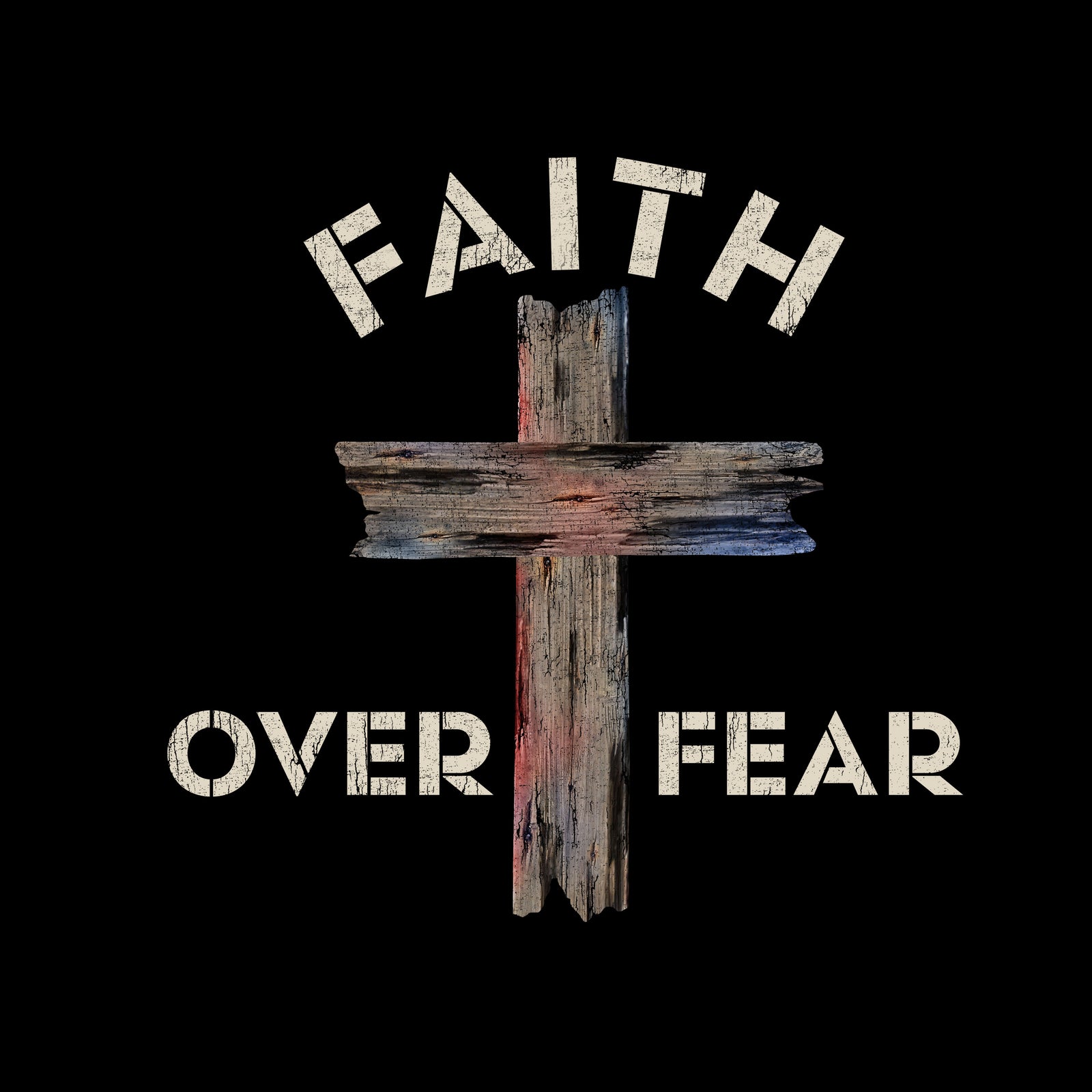 Hero Company Men's Faith Over Fear Black Tee - Helps Pair Veterans With A Service Dog or Shelter Dog