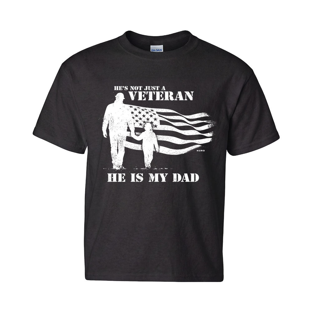 Hero Company Youth He's Not Just A Veteran Black Tee