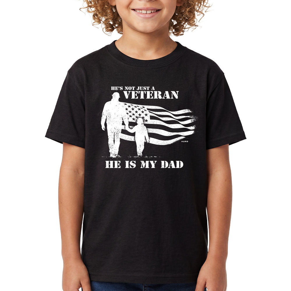 Hero Company Youth He's Not Just A Veteran Black Tee