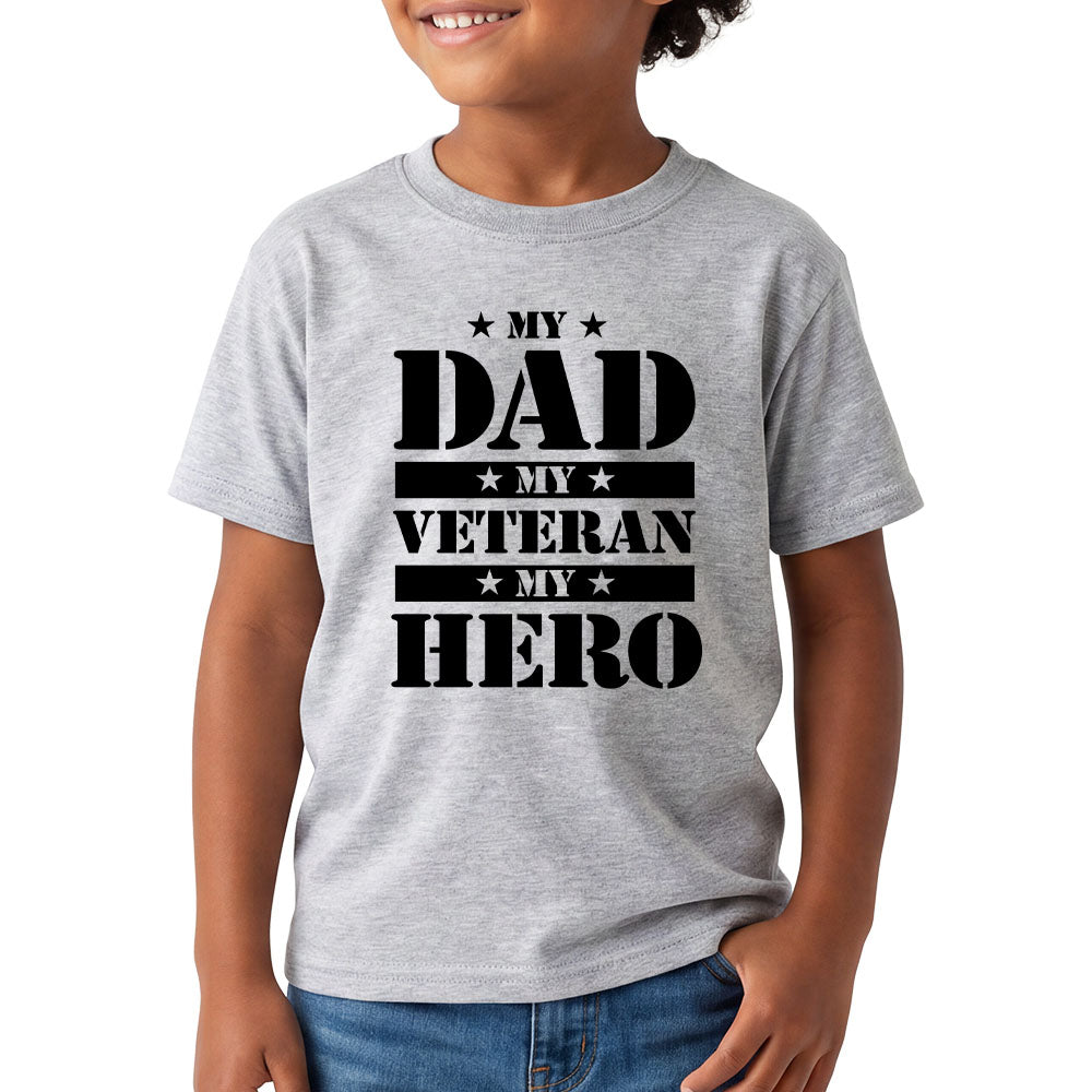 Hero Company Youth My Dad My Vet My Hero Grey Tee