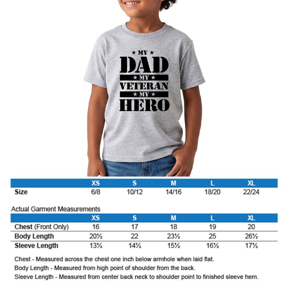 Hero Company Youth My Dad My Vet My Hero Grey Tee
