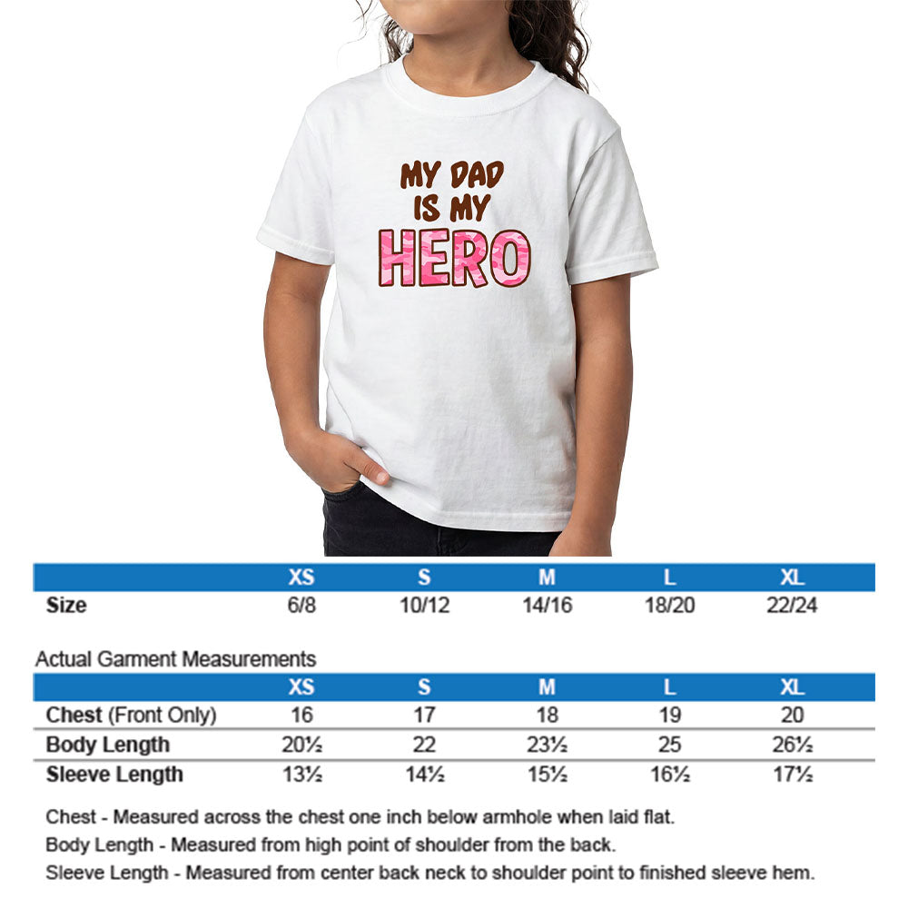 Hero Company Youth My Dad Is My Hero Pink White Tee