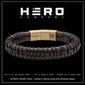 Viking Honor 'Attack, Never Yield' Morse Code Leather Bracelet: Helps Pair Veterans With A Service Dog Or Shelter Dog