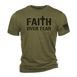 Limited Time Offer- Faith Over Fear Mens T-Shirt Army Green: Helps Pair Veterans With A Service Dog or Shelter Dog