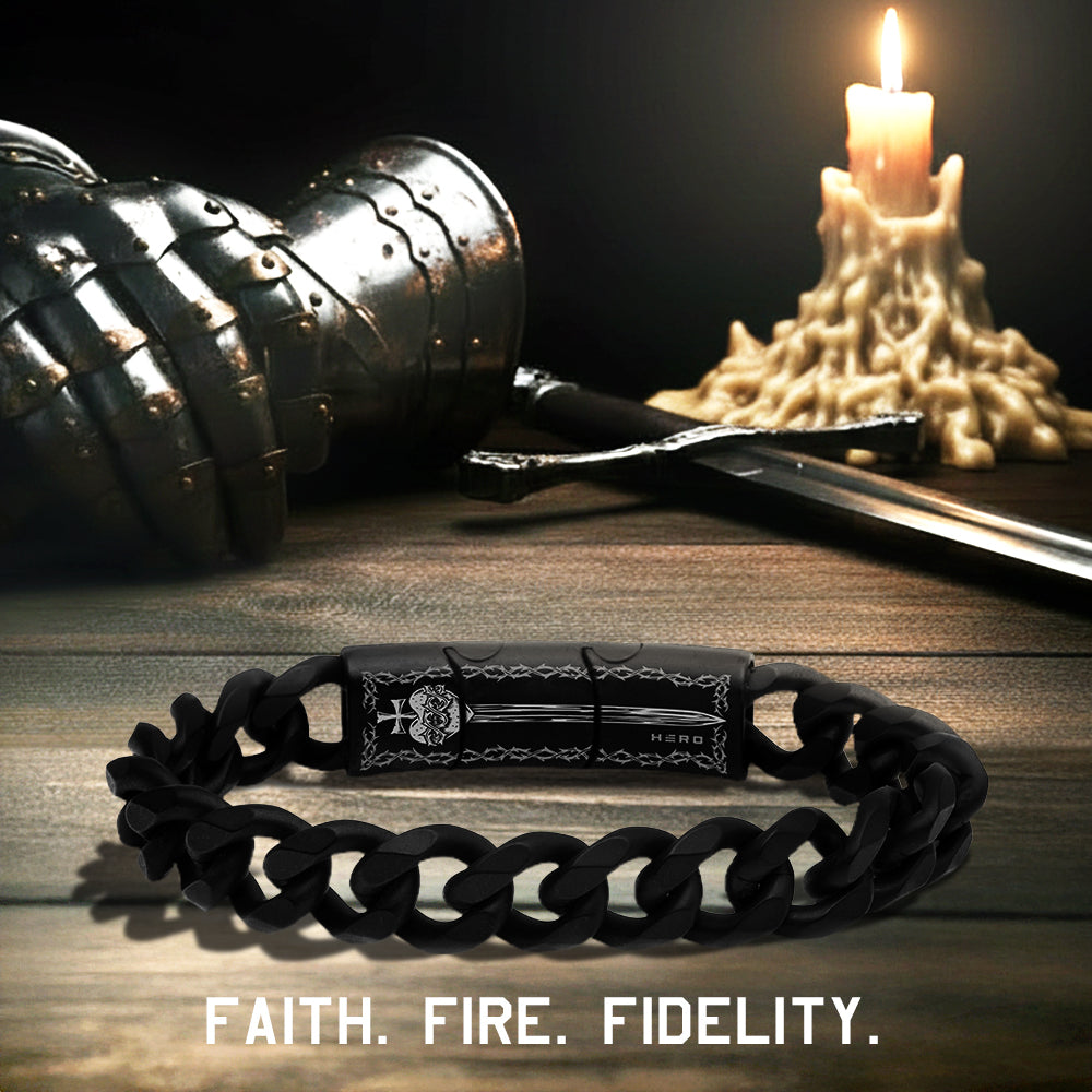 50% OFF - Knights Templar Sacred Oath Cuban Link Bracelet With Purchase of Knights Templar Sacred Oath Cuban Link Necklace