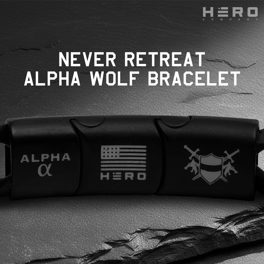 Never Retreat Alpha Wolf Cuban Link Bracelet : Helps Pair Veterans With A Service Dog or Shelter Dog