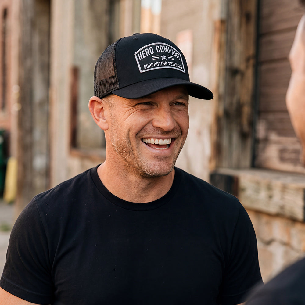 FREE The Hero Company Supporting Veterans Hat with Purchase of R.E.D. Remember Everyone Deployed Tee: Helps Pair Veterans With A Service Dog or Shelter Dog