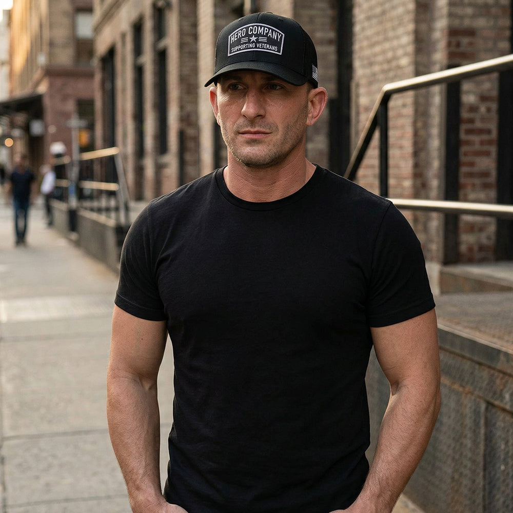 FREE The Hero Company Supporting Veterans Hat with Purchase of R.E.D. Remember Everyone Deployed Tee: Helps Pair Veterans With A Service Dog or Shelter Dog