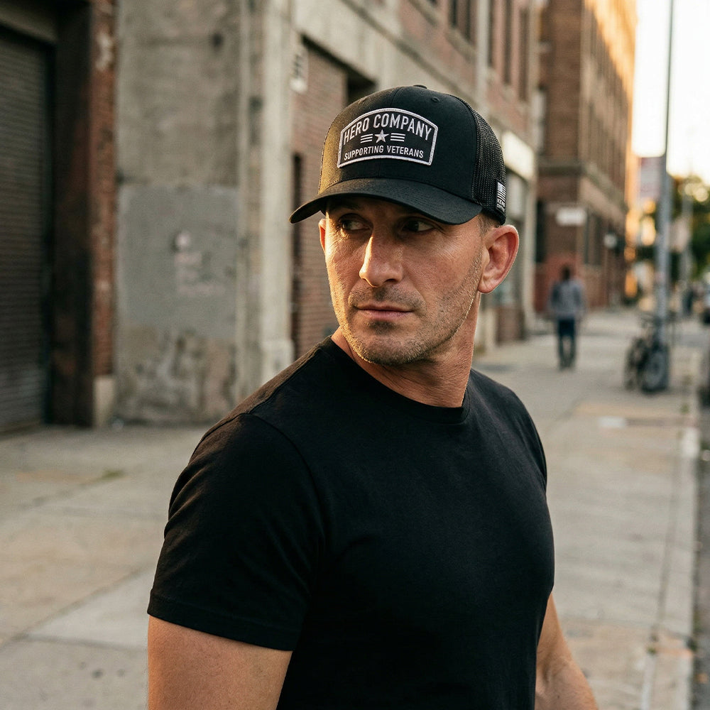 FREE The Hero Company Supporting Veterans Hat with Purchase of R.E.D. Remember Everyone Deployed Tee: Helps Pair Veterans With A Service Dog or Shelter Dog