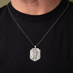 St. Michael Sterling Silver Medallion Necklace - Helps Pair Veterans With A Service Dog Or Shelter Dog