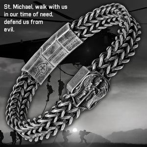 Buy Bracelet, Get Matching Necklace for FREE: St. Michael Medallion Necklace and Bracelet Set - Helps Pair Veterans With A Service Dog Or Shelter Dog