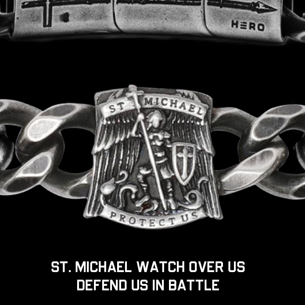 St. Michael's 'Protect Us' Cuban Link Bracelet: Helps Pair Veterans With A Service Dog Or Shelter Dog