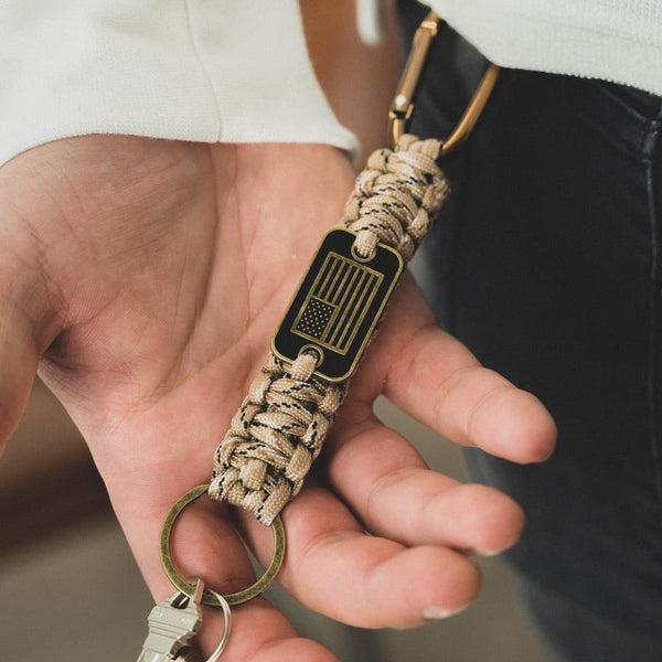 Camouflage Lanyard With Detachable Keychain Clip – Army Style ID Badge Neck Strap, Brown Camo