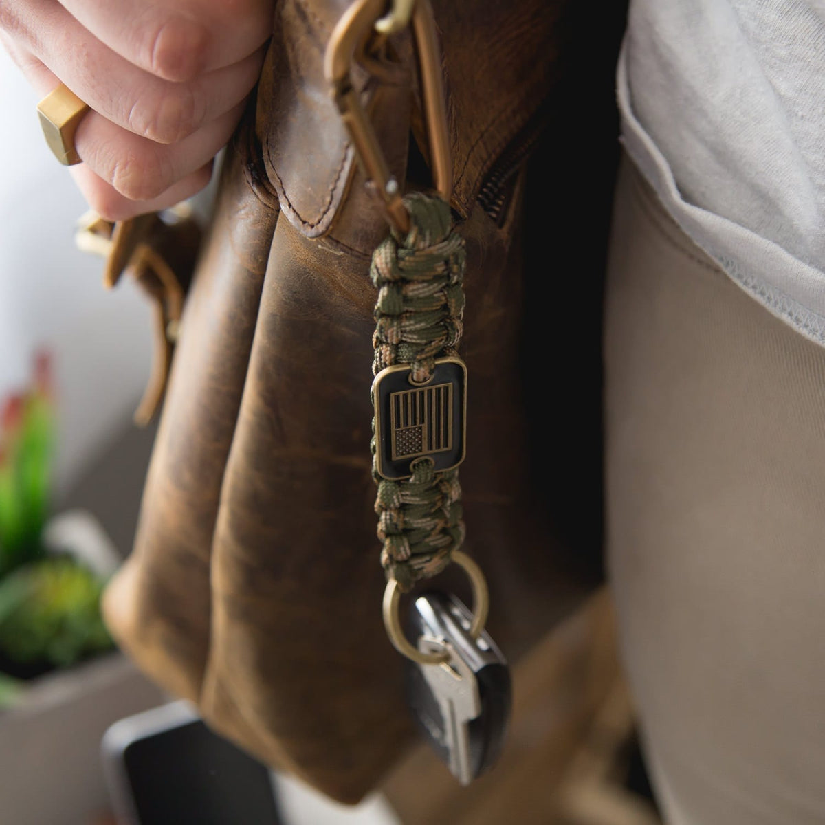 6-GreenCamoParacordKeychain