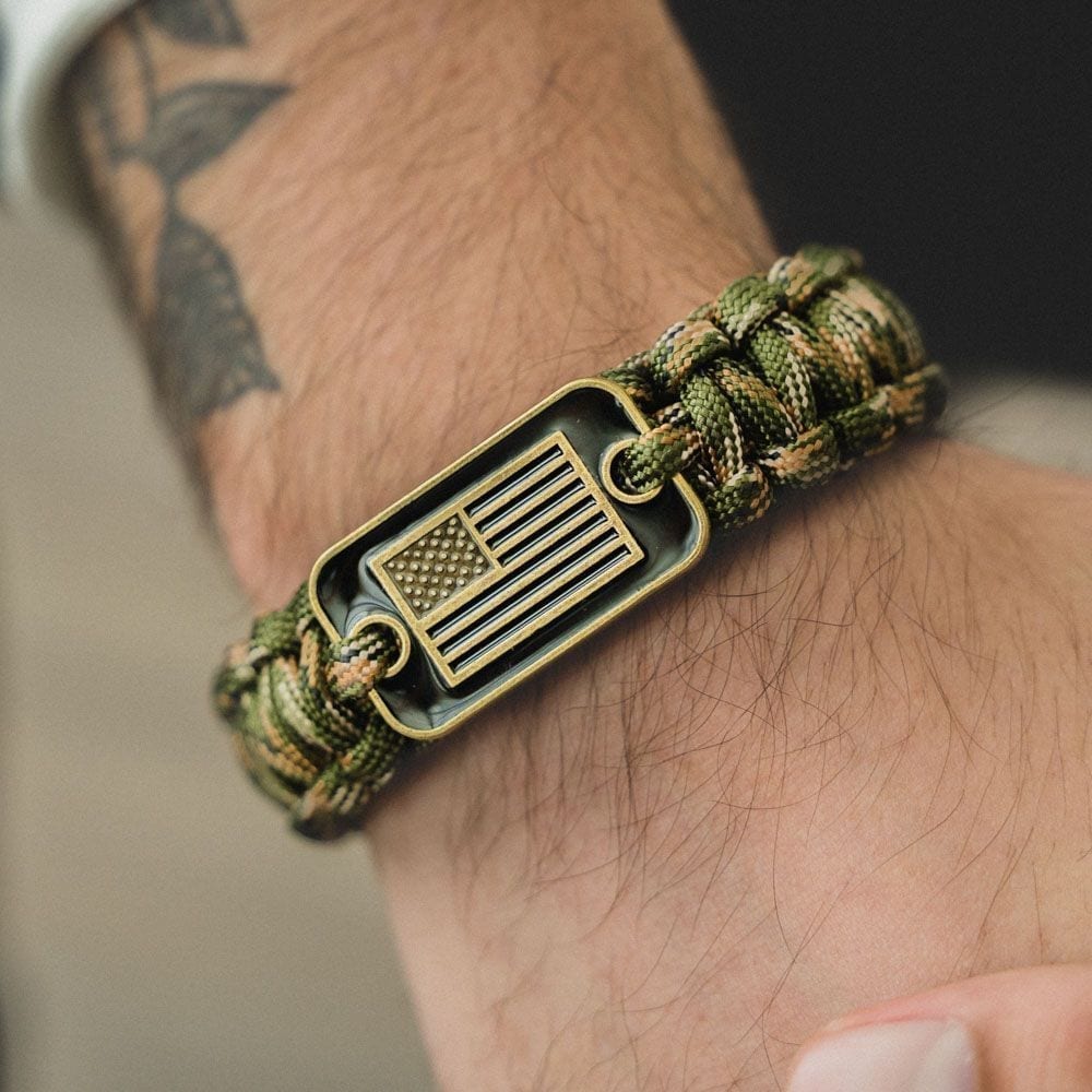 Camo Paracord Bronze Flag Bracelet- Helps Pair Veterans With A Compani -  The Hero Company